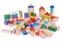 Drewniane klocki dla dzieci 100 szt. sorter wiaderko ECOTOYS ECOTOYS