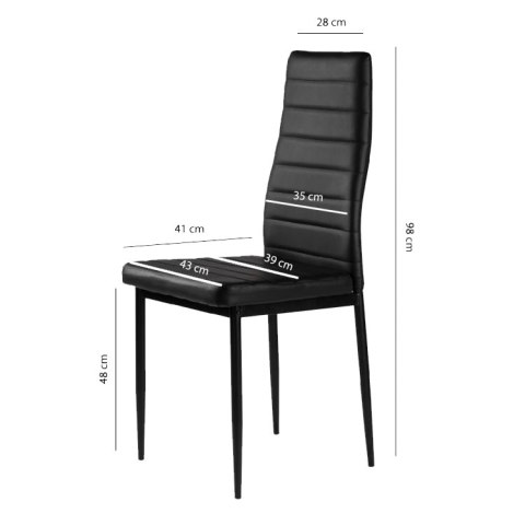 Zestaw krzeseł do jadalni salonu z ekoskóry 4 szt. wysokie oparcie - czarne ModernHome ModernHome Zestaw krzeseł do jadalni salonu z ekoskóry 4 szt. wysokie oparcie - czarne ModernHome ModernHome