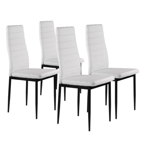 Zestaw krzeseł do jadalni salonu z krzesło ekoskóry 4 sztuki wysokie oparcie białe ModernHome ModernHome