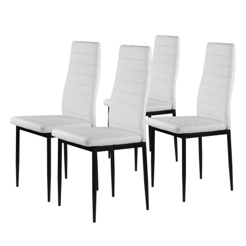 Zestaw krzeseł do jadalni salonu z krzesło ekoskóry 4 sztuki wysokie oparcie białe ModernHome ModernHome Zestaw krzeseł do jadalni salonu z krzesło ekoskóry 4 sztuki wysokie oparcie białe ModernHome ModernHome