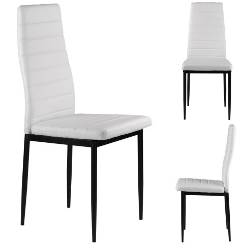 Zestaw krzeseł do jadalni salonu z krzesło ekoskóry 4 sztuki wysokie oparcie białe ModernHome ModernHome Zestaw krzeseł do jadalni salonu z krzesło ekoskóry 4 sztuki wysokie oparcie białe ModernHome ModernHome