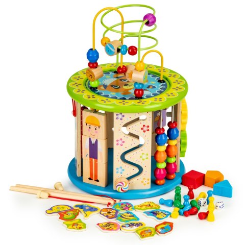 Drewniana kostka edukacyjna z grami i klockami łowienie rybek ECOTOYS ECOTOYS
