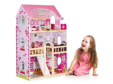 Drewniany domek dla lalek mebelki ECOTOYS ECOTOYS Drewniany domek dla lalek mebelki ECOTOYS ECOTOYS