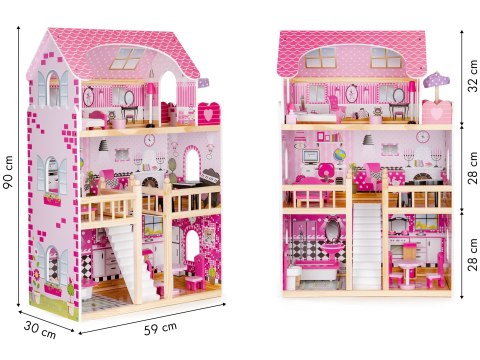 Drewniany domek dla lalek mebelki ECOTOYS ECOTOYS Drewniany domek dla lalek mebelki ECOTOYS ECOTOYS