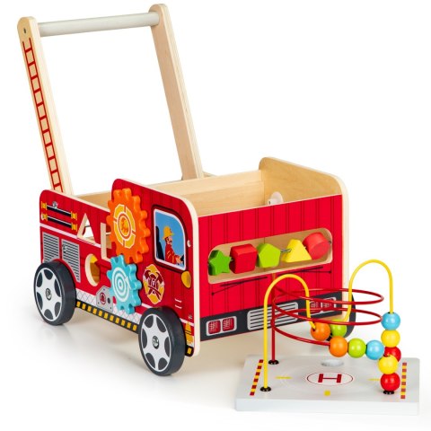 Drewniany pchacz edukacyjny z klockami dla dzieci - Straż Pożarna ECOTOYS ECOTOYS Drewniany pchacz edukacyjny z klockami dla dzieci - Straż Pożarna ECOTOYS ECOTOYS
