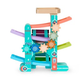 Drewniany tor zjeżdżalnia + 6 autek + cymbałki ECOTOYS ECOTOYS