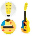 Gitara dla dzieci drewniana metalowe struny kostka- żółta ECOTOYS ECOTOYS