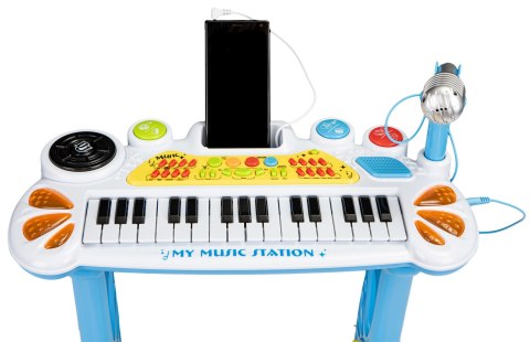 Keyboard organki pianinko z mikrofonem mp3 niebieskie MULTISTORE Keyboard organki pianinko z mikrofonem mp3 niebieskie MULTISTORE