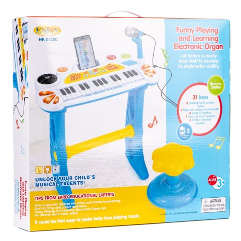 Keyboard organki pianinko z mikrofonem mp3 niebieskie MULTISTORE Keyboard organki pianinko z mikrofonem mp3 niebieskie MULTISTORE