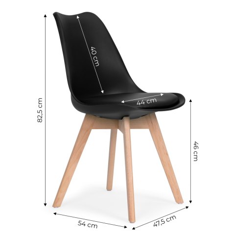 Komplet 4 krzeseł do salonu jadalni z poduszką ekoskóra Czarne ModernHome ModernHome Komplet 4 krzeseł do salonu jadalni z poduszką ekoskóra Czarne ModernHome ModernHome