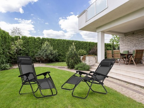 Leżak fotel ogrodowy regulowane oparcie ZERO GRAVITY MultiGarden - czarny MultiGarden Leżak fotel ogrodowy regulowane oparcie ZERO GRAVITY MultiGarden - czarny MultiGarden
