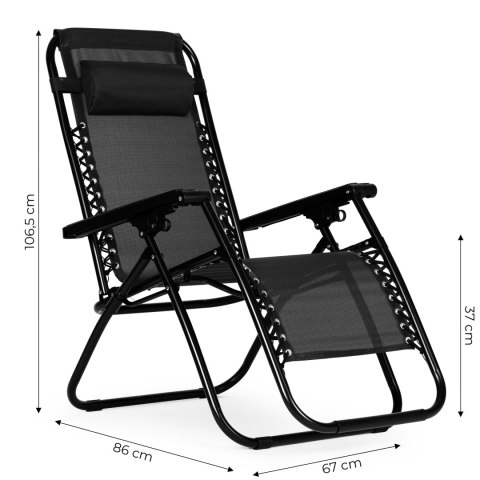 Leżak fotel ogrodowy regulowane oparcie ZERO GRAVITY MultiGarden - czarny MultiGarden Leżak fotel ogrodowy regulowane oparcie ZERO GRAVITY MultiGarden - czarny MultiGarden