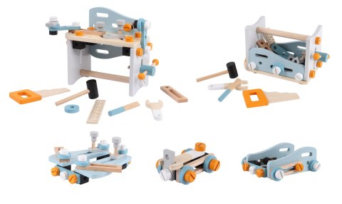 Mini warsztat stół narzędziowy drewniany zestaw konstrukcyjny 52 elementy ECOTOYS ECOTOYS Mini warsztat stół narzędziowy drewniany zestaw konstrukcyjny 52 elementy ECOTOYS ECOTOYS