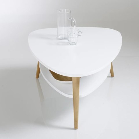 Nowoczesny stolik kawowy półka drewniane nogi biały ModernHome ModernHome Nowoczesny stolik kawowy półka drewniane nogi biały ModernHome ModernHome