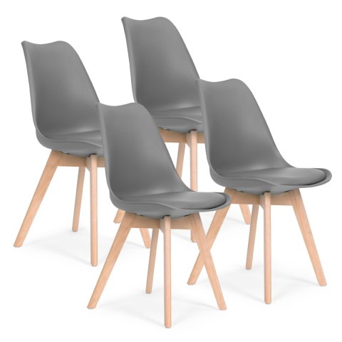 Zestaw 4 krzeseł krzesło do salonu jadalni z poduszką Szare ModernHome ModernHome Zestaw 4 krzeseł krzesło do salonu jadalni z poduszką Szare ModernHome ModernHome