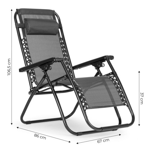 Leżak fotel ogrodowy plażowy regulowane oparcie ZERO GRAVITY MultiGarden - szary MultiGarden Leżak fotel ogrodowy plażowy regulowane oparcie ZERO GRAVITY MultiGarden - szary MultiGarden