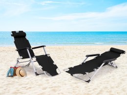Leżak fotel ogrodowy plażowy składany 2w1 leżanka czarny MultiGarden MultiGarden