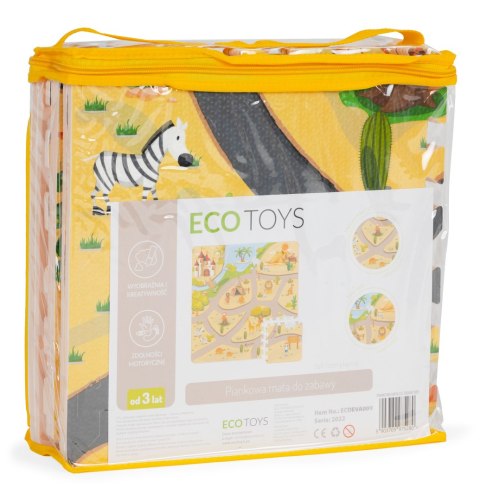 Mata piankowa dla dzieci puzzle safari 9el 93x93cm ECOTOYS ECOTOYS