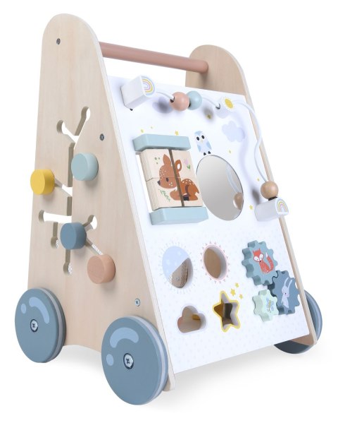 Pchacz chodzik drewniany edukacyjny z ruchomymi elementami ECOTOYS MULTISTORE