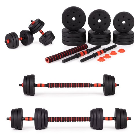 Hantle regulowane 2 x 10kg sztanga zestaw 20kg gryf ModernHome Hantle regulowane 2 x 10kg sztanga zestaw 20kg gryf ModernHome
