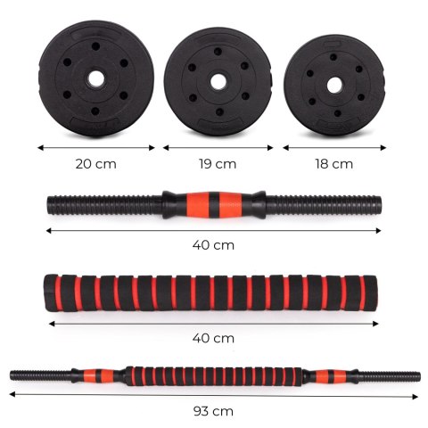 Hantle regulowane 2 x 10kg sztanga zestaw 20kg gryf ModernHome Hantle regulowane 2 x 10kg sztanga zestaw 20kg gryf ModernHome