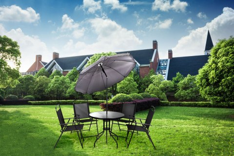 Komplet mebli ogrodowych stolik 4 krzesła parasol MultiGarden MultiGarden Komplet mebli ogrodowych stolik 4 krzesła parasol MultiGarden MultiGarden