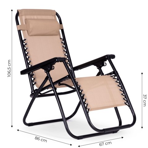 Leżak fotel ogrodowy plażowy regulowane oparcie ZERO GRAVITY MultiGarden - beżowy MultiGarden Leżak fotel ogrodowy plażowy regulowane oparcie ZERO GRAVITY MultiGarden - beżowy MultiGarden