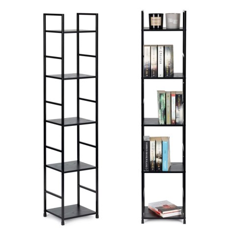 Regał drewniany nowoczesny metalowa rama LOFT 5 półek czarny ModernHome ModernHome Regał drewniany nowoczesny metalowa rama LOFT 5 półek czarny ModernHome ModernHome