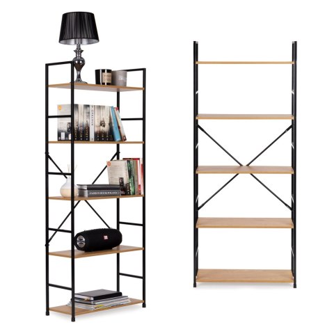 Regał drewniany szeroki nowoczesny LOFT 5 półek ModernHome ModernHome Regał drewniany szeroki nowoczesny LOFT 5 półek ModernHome ModernHome