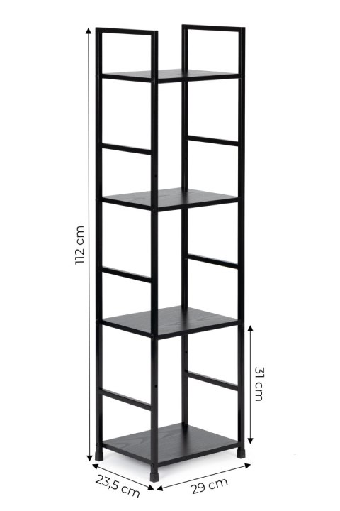 Regał drewniany nowoczesny metalowa rama LOFT 4 półki czarny ModernHome ModernHome Regał drewniany nowoczesny metalowa rama LOFT 4 półki czarny ModernHome ModernHome