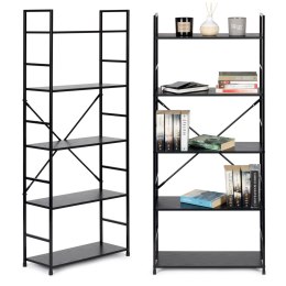 Regał drewniany szeroki nowoczesny LOFT 5 półek czarny ModernHome ModernHome