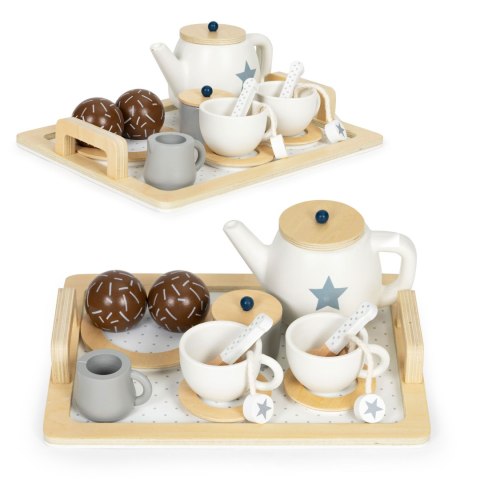 Drewniany zestaw do herbaty dzbanek filiżanki 17 elementów ECOTOYS ECOTOYS