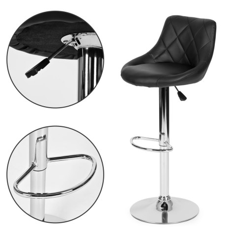 Hoker stołek barowy obrotowy podnóżek regulacja wysokości chrom ekoskóra ModernHome ModernHome Hoker stołek barowy obrotowy podnóżek regulacja wysokości chrom ekoskóra ModernHome ModernHome