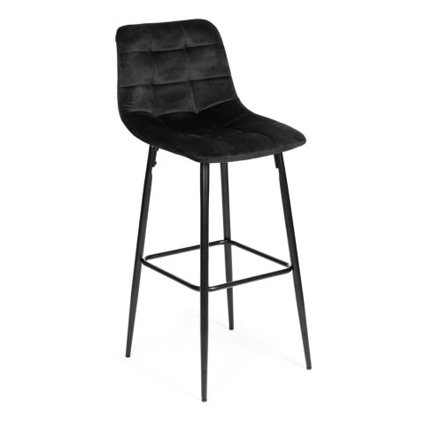 Hoker stołek barowy wysokie krzesło podnóżek welur czarny ModernHome ModernHome Hoker stołek barowy wysokie krzesło podnóżek welur czarny ModernHome ModernHome