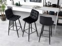 Hoker stołek barowy wysokie krzesło podnóżek welur czarny ModernHome ModernHome