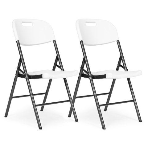 Komplet 2 krzeseł składanych zestaw cateringowy metal HDPE białe ModernHome ModernHome Komplet 2 krzeseł składanych zestaw cateringowy metal HDPE białe ModernHome ModernHome