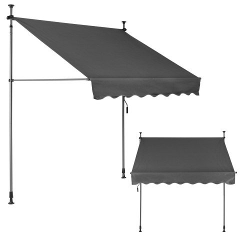 Markiza przeciwsłoneczna balkonowa 200x120 cm regulacja wysokości wodoodporna korbka ręczna szara MultiGarden MultiGarden Markiza przeciwsłoneczna balkonowa 200x120 cm regulacja wysokości wodoodporna korbka ręczna szara MultiGarden MultiGarden