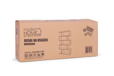 Nowoczesny regał do salonu kratka 5 półek na książki biały ModernHome ModernHome