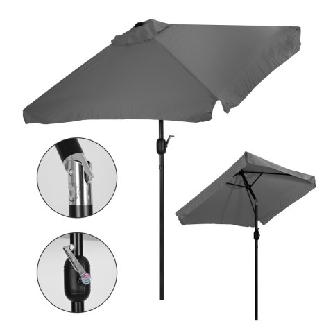 Prostokątny duży parasol ogrodowy skośny łamany z korbą szary 200x140 cm MultiGarden MultiGarden Prostokątny duży parasol ogrodowy skośny łamany z korbą szary 200x140 cm MultiGarden MultiGarden