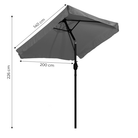 Prostokątny duży parasol ogrodowy skośny łamany z korbą szary 200x140 cm MultiGarden MultiGarden Prostokątny duży parasol ogrodowy skośny łamany z korbą szary 200x140 cm MultiGarden MultiGarden