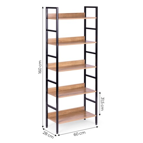 Regał loftowy wysoki 5 półek metal MDF ModernHome ModernHome