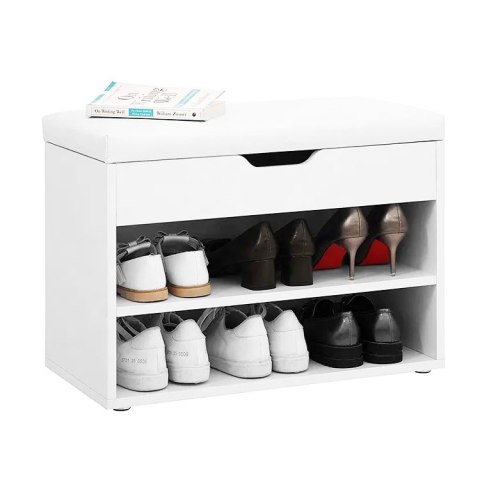 Szafka na buty z otwieranym siedziskiem 2 półki biała ModernHome ModernHome Szafka na buty z otwieranym siedziskiem 2 półki biała ModernHome ModernHome