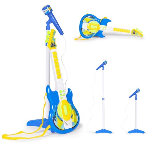 Zestaw gitara elektryczna mikrofon statyw dla dzieci MP3 - niebieska MULTISTORE Zestaw gitara elektryczna mikrofon statyw dla dzieci MP3 - niebieska MULTISTORE