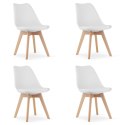 Zestaw komplet krzeseł MARK białe drewniane nogi 4szt