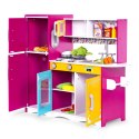 Duża drewniana kuchnia dla dzieci kolorowa otwierana lodówka piekarnik mikrofalówka ECOTOYS ECOTOYS