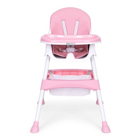 Fotelik krzesełko do karmienia dzieci tacka kosz 5-punktowe pasy różowy ECOTOYS ECOTOYS