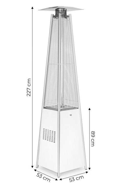 Ogrzewacz parasol gazowy grzejnik 13 kW srebrny szklany na ogród patio reduktor wąż pokrowiec MultiGarden MultiGarden Ogrzewacz parasol gazowy grzejnik 13 kW srebrny szklany na ogród patio reduktor wąż pokrowiec MultiGarden MultiGarden