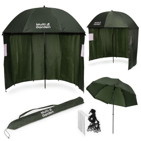 Parasol wędkarski z osłoną ściankami namiot wodoodporny regulacja wysokości MultiGarden MultiGarden Parasol wędkarski z osłoną ściankami namiot wodoodporny regulacja wysokości MultiGarden MultiGarden
