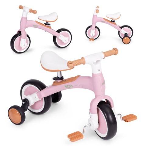 Rower rowerek biegowy z pedałami - treningowy kółka boczne 3w1 różowy ECOTOYS ECOTOYS Rower rowerek biegowy z pedałami - treningowy kółka boczne 3w1 różowy ECOTOYS ECOTOYS