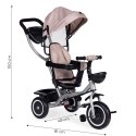 Trójkołowy rowerek spacerówka 2w1 obracane siedzisko składany daszek beżowy ECOTOYS ECOTOYS